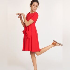 COS A-Line Short Sleeve Jersey Stretch Loose Fit Slouchy Front Pockets Size M